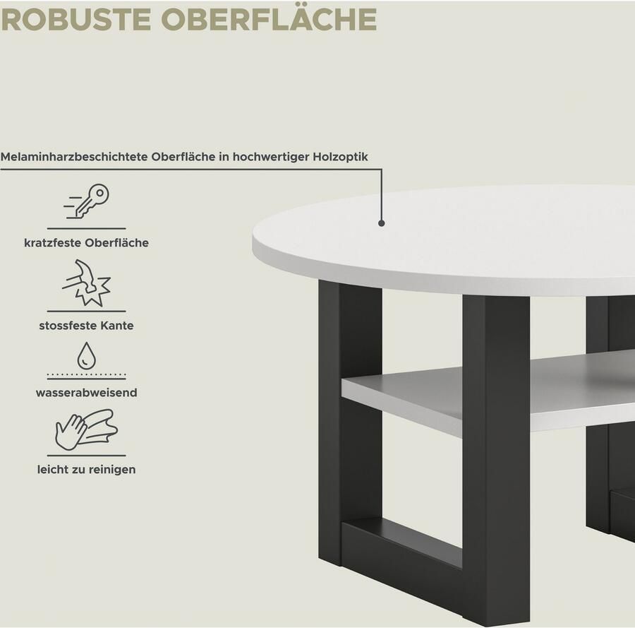 INOSIGN Salontafel Rail Ø 75 cm met onderblad inclusief sledeframe - Foto 4