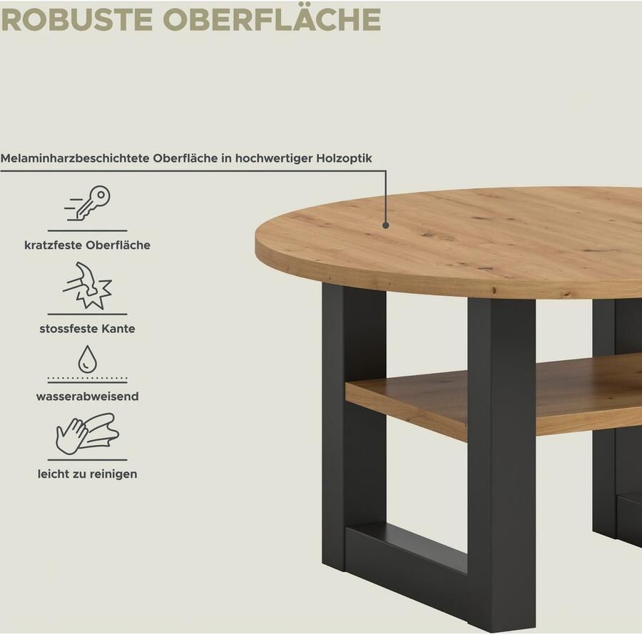 INOSIGN Salontafel Rail Ø 75 cm met onderblad inclusief sledeframe - Foto 4