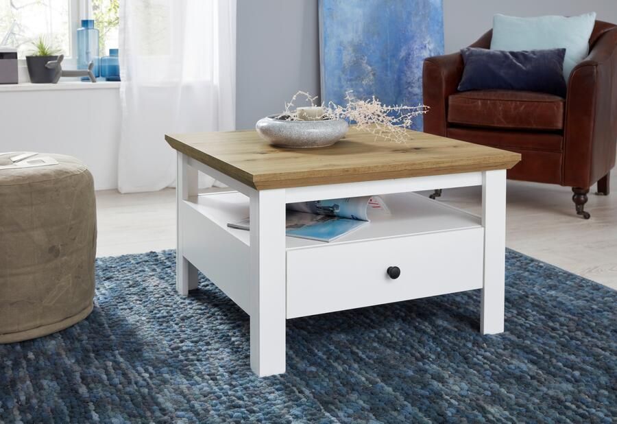 INOSIGN Salontafel Ulm Woonkamertafel in wit eiken met afgeschuind bovenblad 70 70 cm - Foto 6