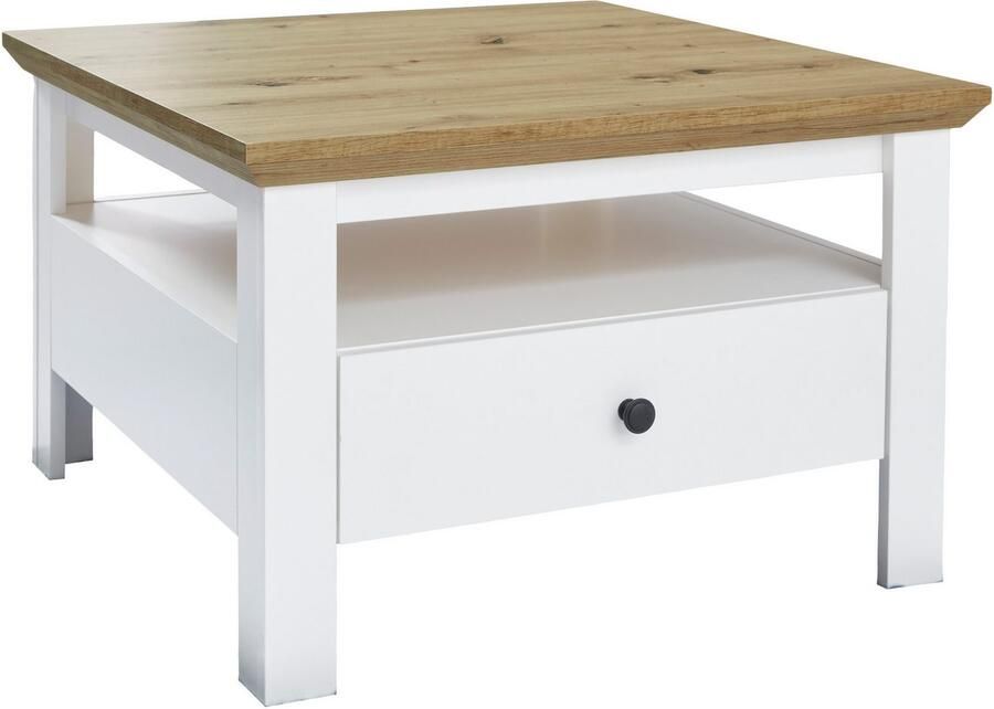 INOSIGN Salontafel Ulm Woonkamertafel in wit eiken met afgeschuind bovenblad 70 70 cm - Foto 3