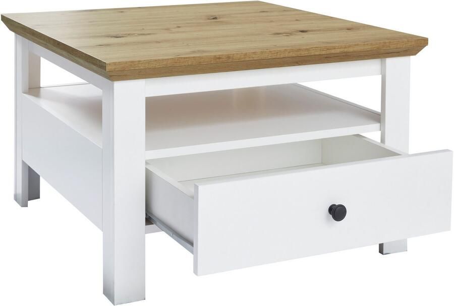 INOSIGN Salontafel Ulm Woonkamertafel in wit eiken met afgeschuind bovenblad 70 70 cm - Foto 5