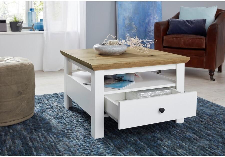 INOSIGN Salontafel Ulm Woonkamertafel in wit eiken met afgeschuind bovenblad 70 70 cm - Foto 4