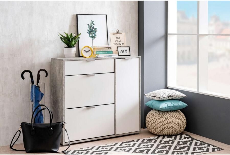 INOSIGN Schoenenkast Arco 2 schoenenkast schoenenrek breedte 102 cm 2 kleppen met dubbele schoenrollen met lade in moderne kleuren - Foto 5