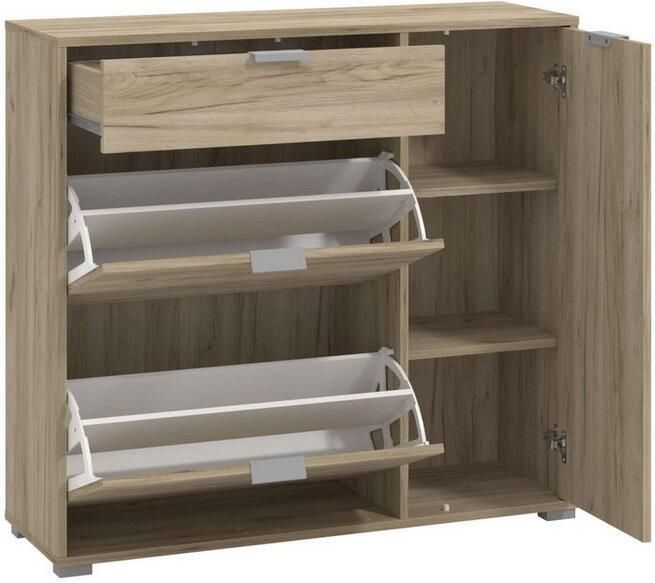 INOSIGN Schoenenkast Arco 2 schoenenkast schoenenrek breedte 102 cm 2 kleppen met dubbele schoenrollen met lade in moderne kleuren - Foto 4