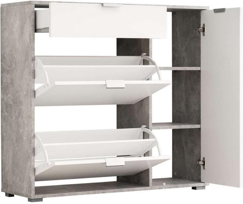 INOSIGN Schoenenkast Arco 2 schoenenkast schoenenrek breedte 102 cm 2 kleppen met dubbele schoenrollen met lade in moderne kleuren - Foto 3