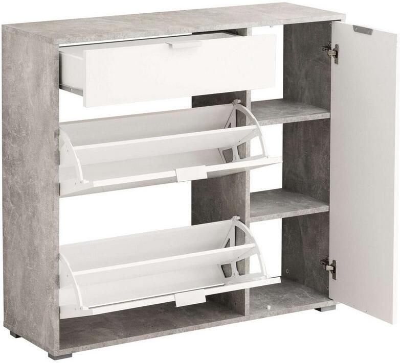 INOSIGN Schoenenkast Arco 2 schoenenkast schoenenrek breedte 102 cm 2 kleppen met dubbele schoenrollen met lade in moderne kleuren - Foto 4