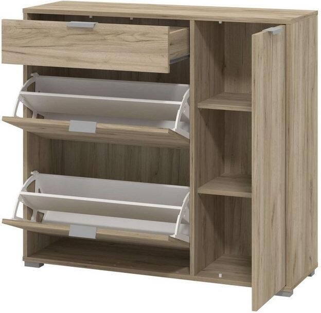 INOSIGN Schoenenkast Arco 2 schoenenkast schoenenrek breedte 102 cm 2 kleppen met dubbele schoenrollen met lade in moderne kleuren - Foto 5