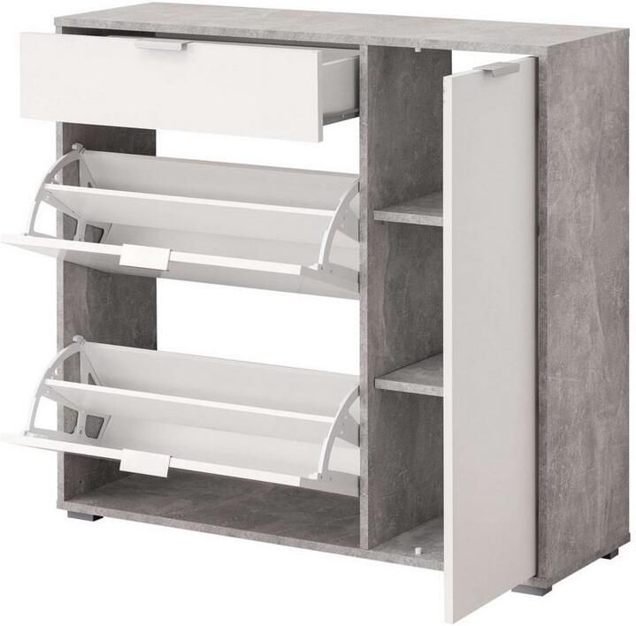 INOSIGN Schoenenkast Arco 2 schoenenkast schoenenrek breedte 102 cm 2 kleppen met dubbele schoenrollen met lade in moderne kleuren - Foto 9