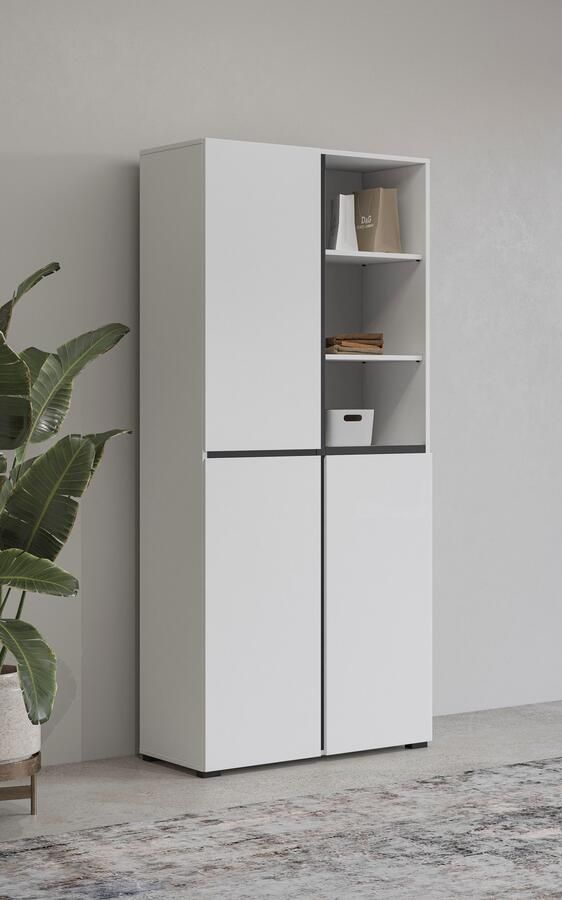 INOSIGN Schoenenkast Cross Hoogte 183 5cm moderne greeploze schoenenrek met 3 deuren Hoge kast met veel opbergruimte plaats voor ongeveer 24 paar schoenen - Foto 6