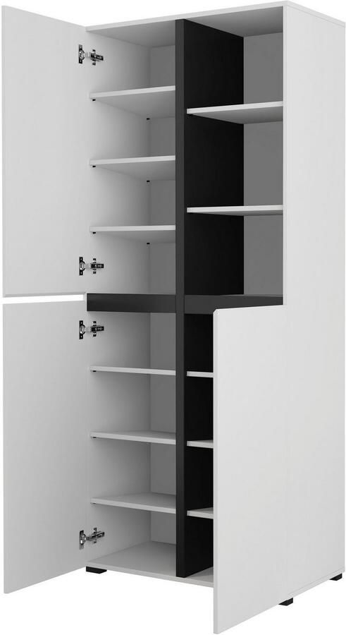 INOSIGN Schoenenkast Cross Hoogte 183 5cm moderne greeploze schoenenrek met 3 deuren Hoge kast met veel opbergruimte plaats voor ongeveer 24 paar schoenen - Foto 4
