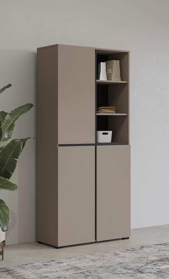 INOSIGN Schoenenkast Cross Hoogte 183 5cm moderne greeploze schoenenrek met 3 deuren Hoge kast met veel opbergruimte plaats voor ongeveer 24 paar schoenen - Foto 6