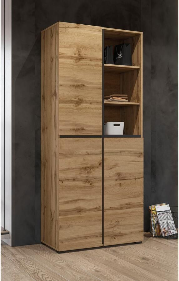 INOSIGN Schoenenkast Cross Hoogte 183 5cm moderne greeploze schoenenrek met 3 deuren Hoge kast met veel opbergruimte plaats voor ongeveer 24 paar schoenen - Foto 4