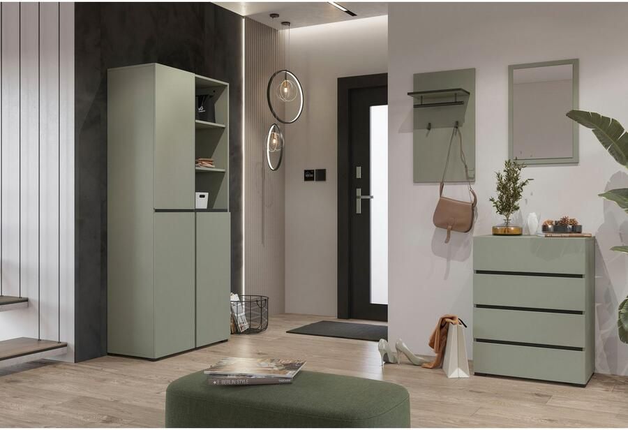 INOSIGN Schoenenkast Cross Hoogte 183 5cm moderne greeploze schoenenrek met 3 deuren Hoge kast met veel opbergruimte plaats voor ongeveer 24 paar schoenen - Foto 2