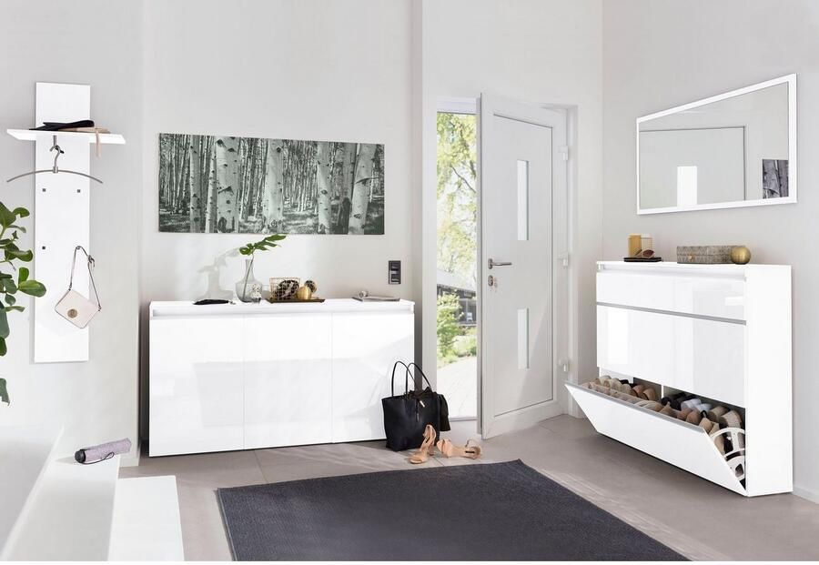 INOSIGN Schoenenkast Magic schoenenkast schoenencommode schoenenrek soft grip 3 kleppen dubbele schoentrommels hoogglans gelakt of mat breedte 120 - Foto 5