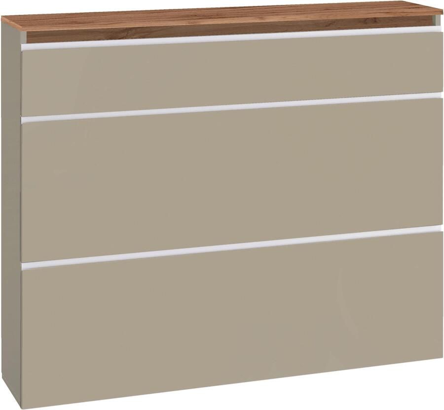 INOSIGN Schoenenkast Magic schoenenkast schoenencommode schoenenrek soft grip 3 kleppen dubbele schoenrollen volledig hoogglans gelakt breedte 120 - Foto 8