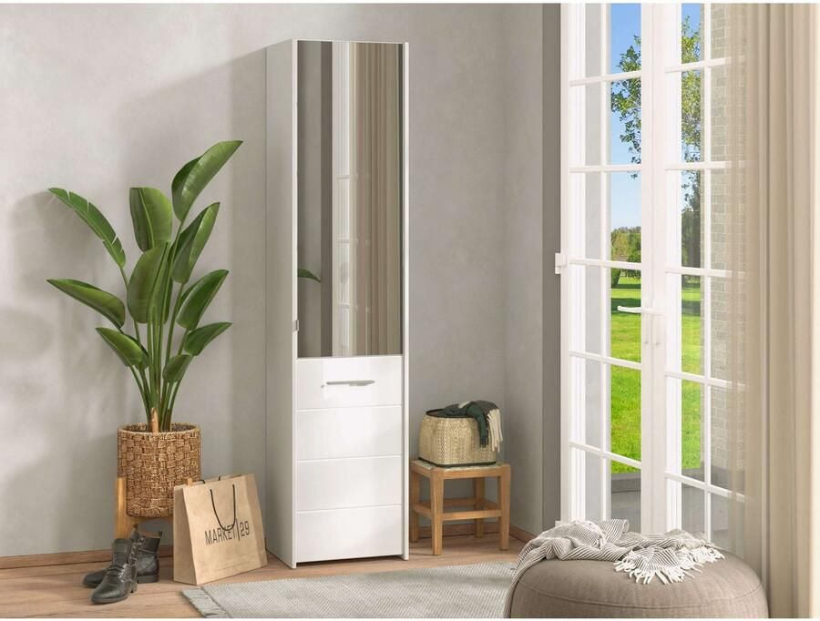 INOSIGN Schoenenkast Menorca schoenenkast opslagkast schoenenrek breedte 47 cm met twee deuren in moderne en elegante kleuren met een spiegel