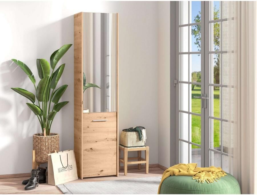 INOSIGN Schoenenkast Menorca schoenenkast opslagkast schoenenrek breedte 47 cm met twee deuren in moderne en elegante kleuren met een spiegel