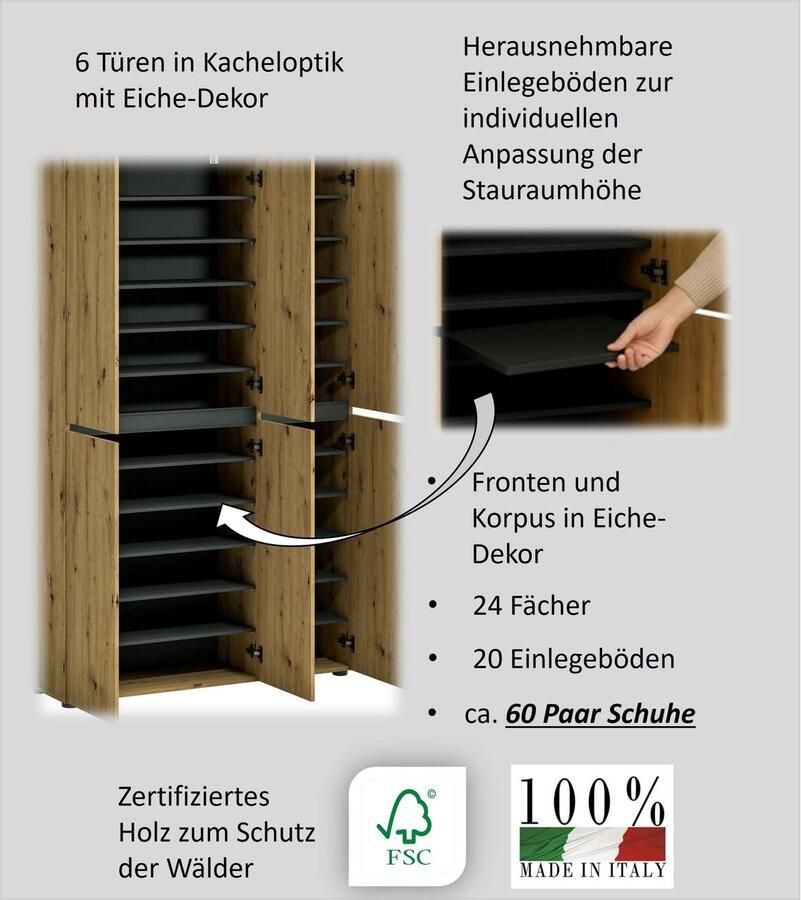 INOSIGN Schoenenkast Mister Breedte 120 cm hoogte 200 cm 6 deuren - Foto 3