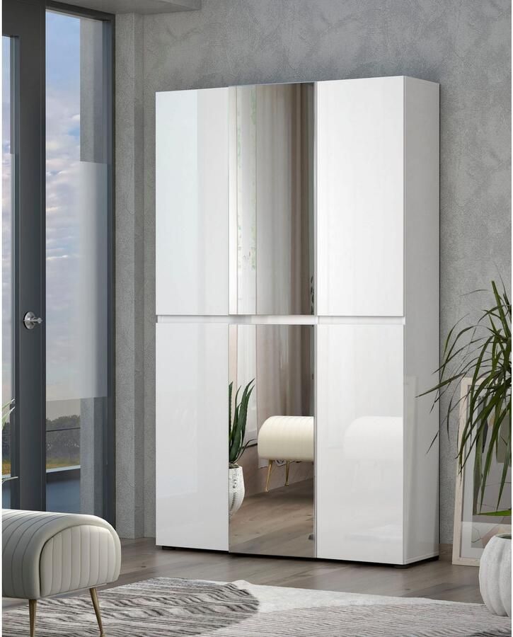 INOSIGN Schoenenkast Mister schoenenkast schoenenmeubelen schoenenopslag schoenenrek Breedte 120 cm hoogte 200 cm diepte 34 cm 6 deuren 24 vakken 2 spiegels - Foto 3