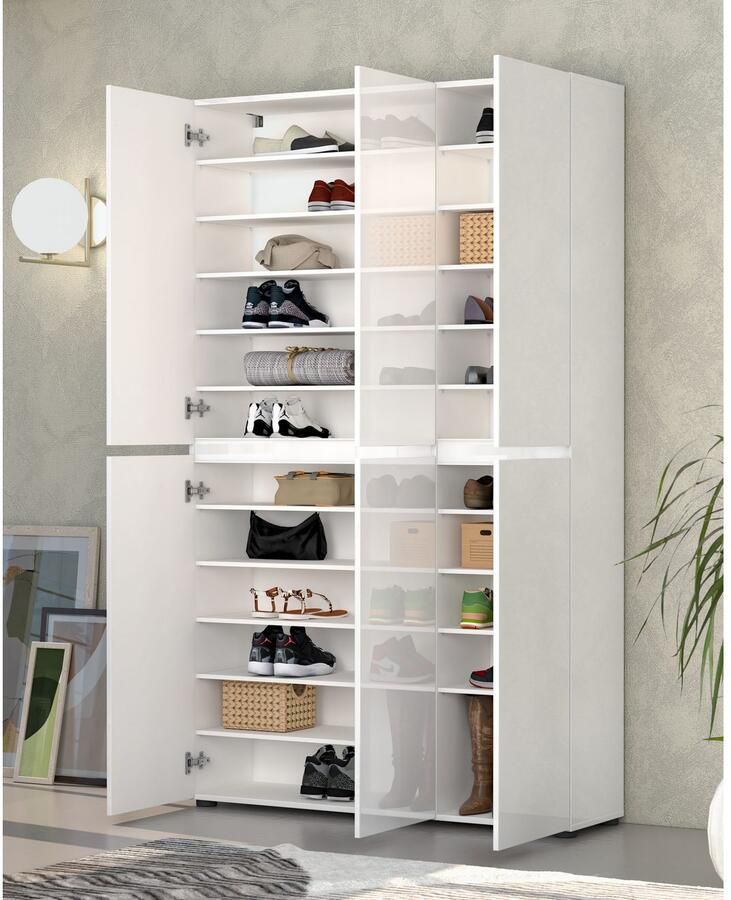 INOSIGN Schoenenkast Mister schoenenkast schoenenmeubelen schoenenopslag schoenenrek Breedte 120 cm hoogte 200 cm diepte 34 cm 6 deuren 24 vakken 2 spiegels - Foto 2