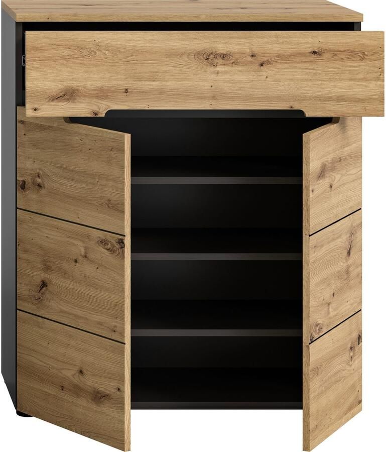 INOSIGN Schoenenkast Rehat Breedte 80cm Basaltgrijs Artisan Eik 2 deuren 1 lade - Foto 9