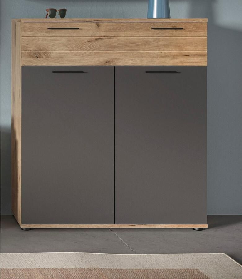 INOSIGN Schoenenkast Riga Breedte 90 cm 2 Deuren 1 Lade 4 Planken 5 Vakken hoogwaardige groeffrezen met softclose commode dressoir kast