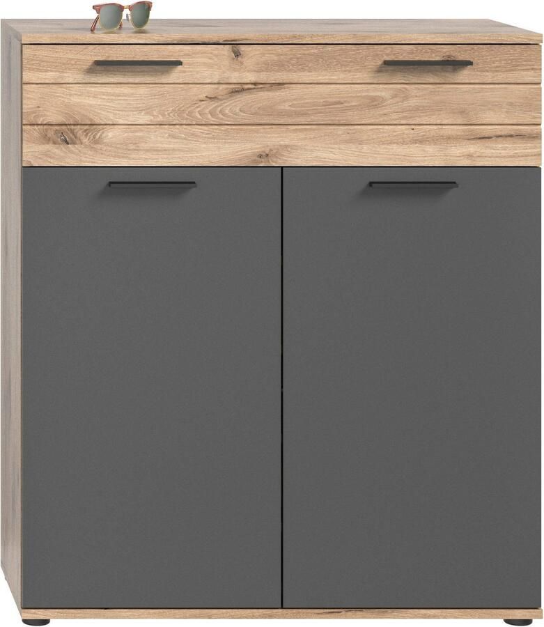 INOSIGN Schoenenkast Riga Breedte 90 cm 2 Deuren 1 Lade 4 Planken 5 Vakken hoogwaardige groeffrezen met softclose commode dressoir kast - Foto 2