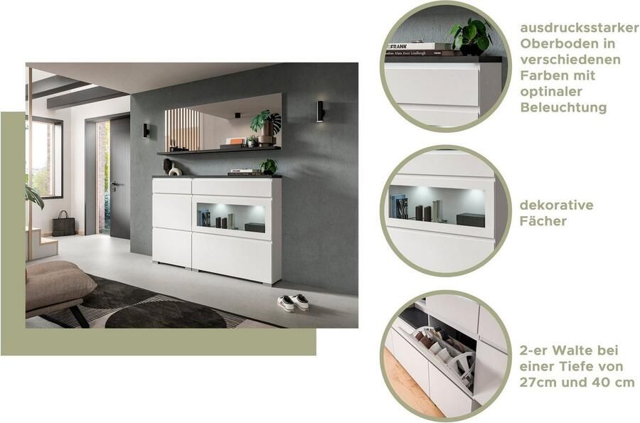 INOSIGN Schoenenkast Skoskap Diepte 40 cm 2 Deuren 1 Lade 4 Vakken 3 Planken Plaats voor ca. 12 paar schoenen commode schoenenkast schoenenrek - Foto 6