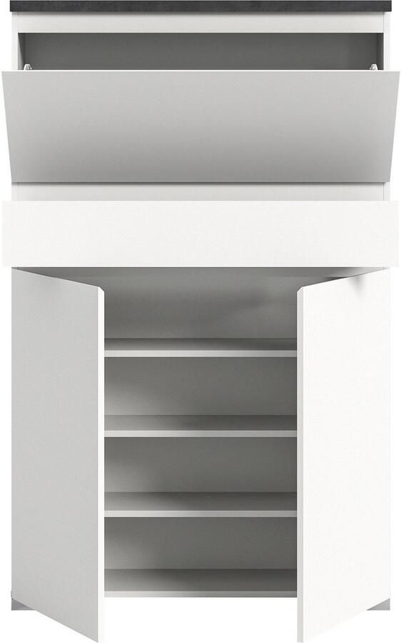 INOSIGN Schoenenkast Skoskap Diepte 27 cm 2 Deuren 1 Deurtje met schoenrol 1 Lade Plaats voor ca. 16 paar schoenen schoenenkipper schoenenkast schoenenrek - Foto 7