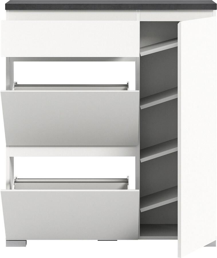 INOSIGN Schoenenkast Skoskap Diepte 27 cm 2 Deurtjes met schoenrol 1 Lade 1 Deur Plaats voor 6 paar schoenen schoenenkipper schoenenkast schoenenrek commode