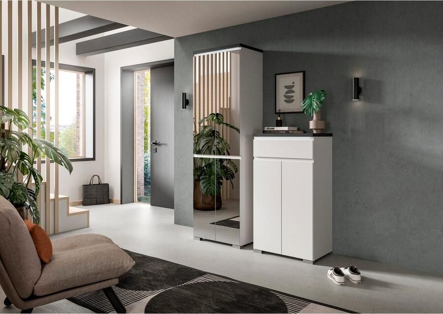 INOSIGN Schoenenkast Skoskap Diepte 40 cm 2 Deuren 1 Lade 4 Vakken 3 Planken Plaats voor ca. 12 paar schoenen commode schoenenkast schoenenrek - Foto 4