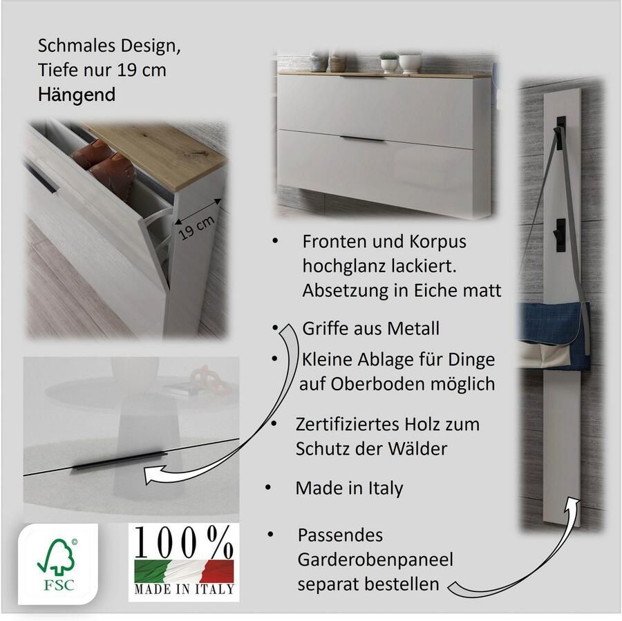 INOSIGN Schoenenkast SPACE schoenenkipper schoenenkast schoenencommode slechts 19 cm diep - Foto 3