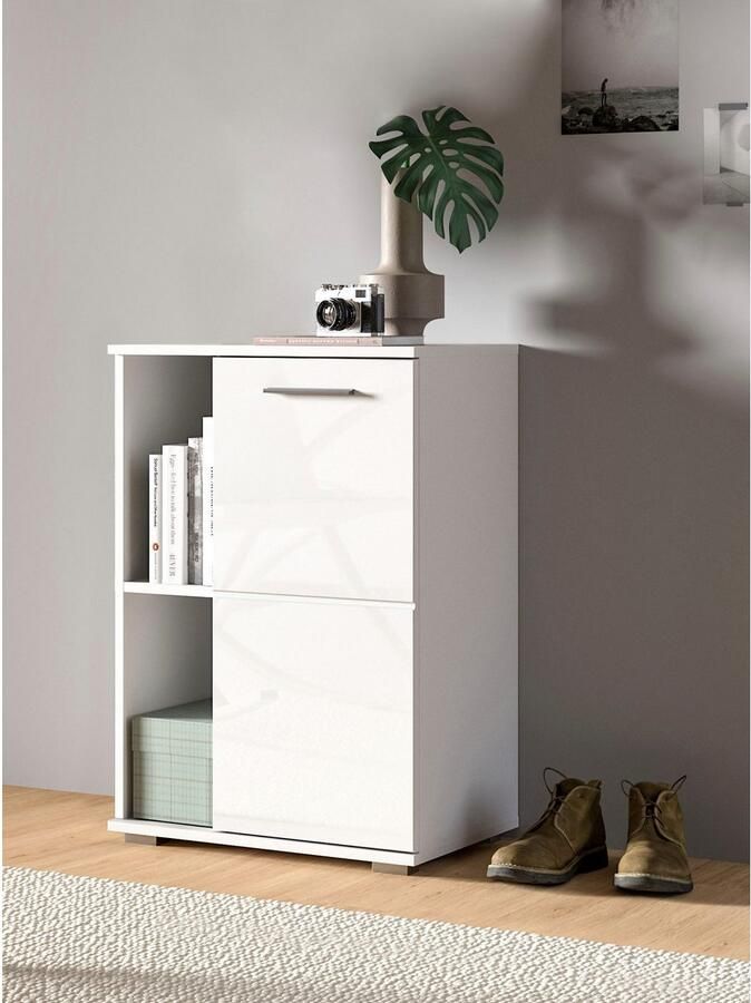 INOSIGN Schoenenkast Valge Breedte 55 cm 1 Deur 2 Open Vakken 2 in hoogte verstelbare Planken - Foto 2