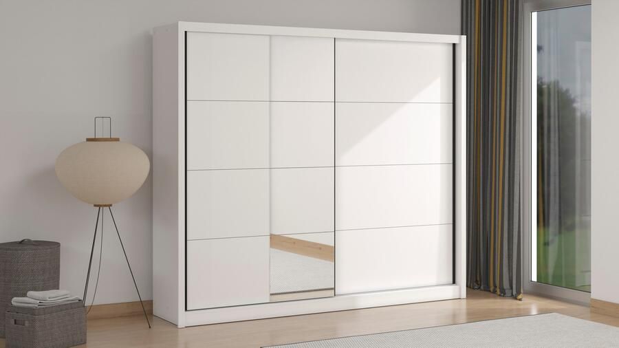 INOSIGN Schuifdeurkast Albi slaapkamerkast linnenkast in cashmere of wit Kledingkast met spiegel MET binneninrichting FSC -gecertificeerd - Foto 5