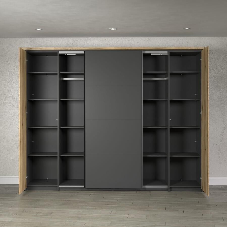 INOSIGN Schuifdeurkast Estepona Kledingkast in grijs eik optioneel met passe-partout inlegplanken