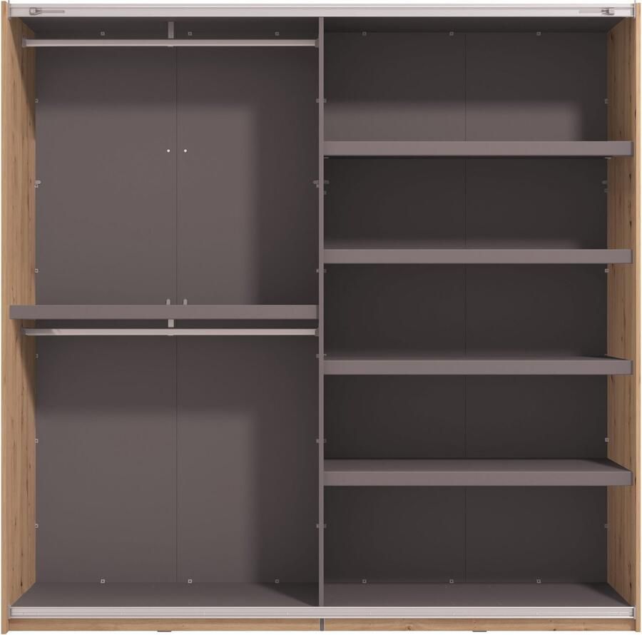 INOSIGN Schuifdeurkast Modena breedte 245 cm FSC-gecertificeerd trendkleur cashmere Slaapkamerkast met spiegel met verschillende binneninrichtingen - Foto 7