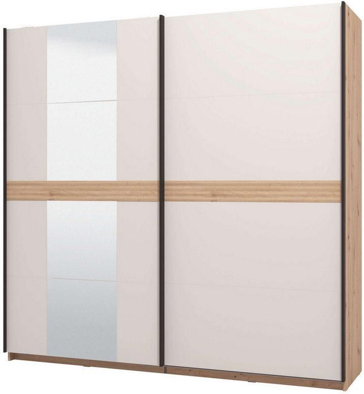 INOSIGN Schuifdeurkast Modena breedte 220 cm FSC-gecertificeerd trendkleur cashmere Slaapkamerkast met spiegel met verschillende binneninrichtingen - Foto 5