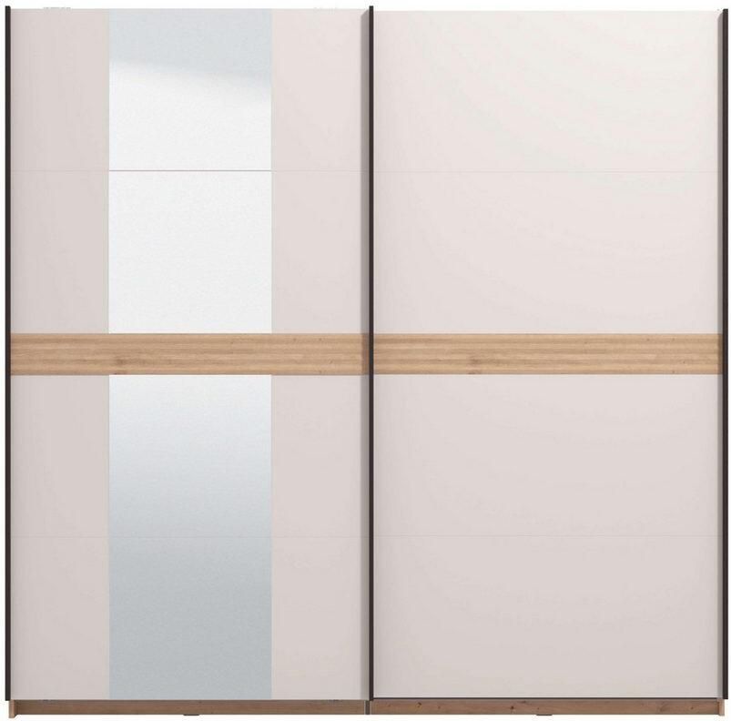 INOSIGN Schuifdeurkast Modena breedte 220 cm FSC-gecertificeerd trendkleur cashmere Slaapkamerkast met spiegel met verschillende binneninrichtingen - Foto 4