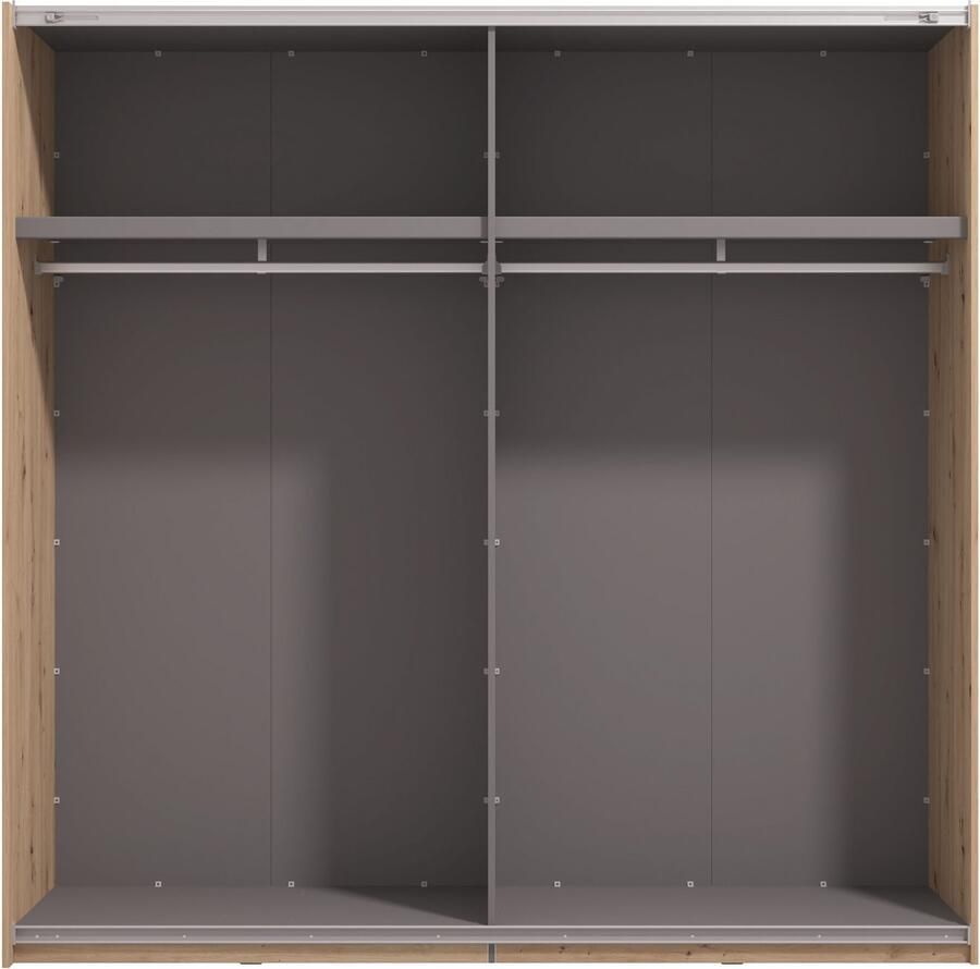 INOSIGN Schuifdeurkast Modena breedte 220 cm FSC-gecertificeerd trendkleur cashmere Slaapkamerkast met spiegel met verschillende binneninrichtingen