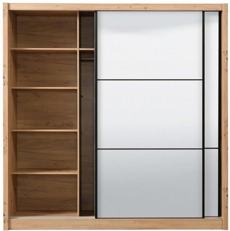 INOSIGN Schuifdeurkast Navara kledingkast met spiegel linnenkast met volledige spiegelfront fsc -gecertificeerd 213 5x215 5x61cm - Foto 4