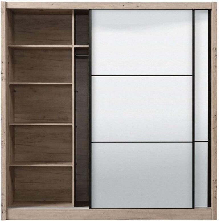 INOSIGN Schuifdeurkast Navara kledingkast met spiegel linnenkast met volledige spiegelfront fsc -gecertificeerd 213 5x215 5x61cm - Foto 6