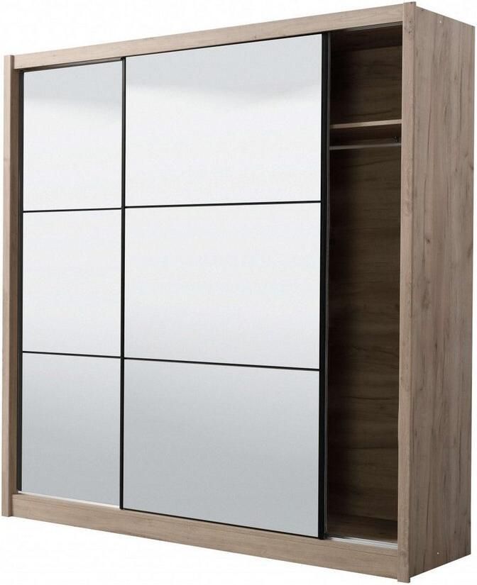 INOSIGN Schuifdeurkast Navara kledingkast met spiegel linnenkast met volledige spiegelfront fsc -gecertificeerd 213 5x215 5x61cm - Foto 11