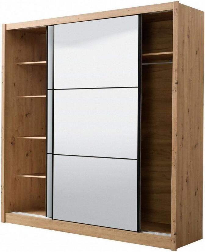 INOSIGN Schuifdeurkast Navara kledingkast met spiegel linnenkast met volledige spiegelfront fsc -gecertificeerd 213 5x215 5x61cm - Foto 10