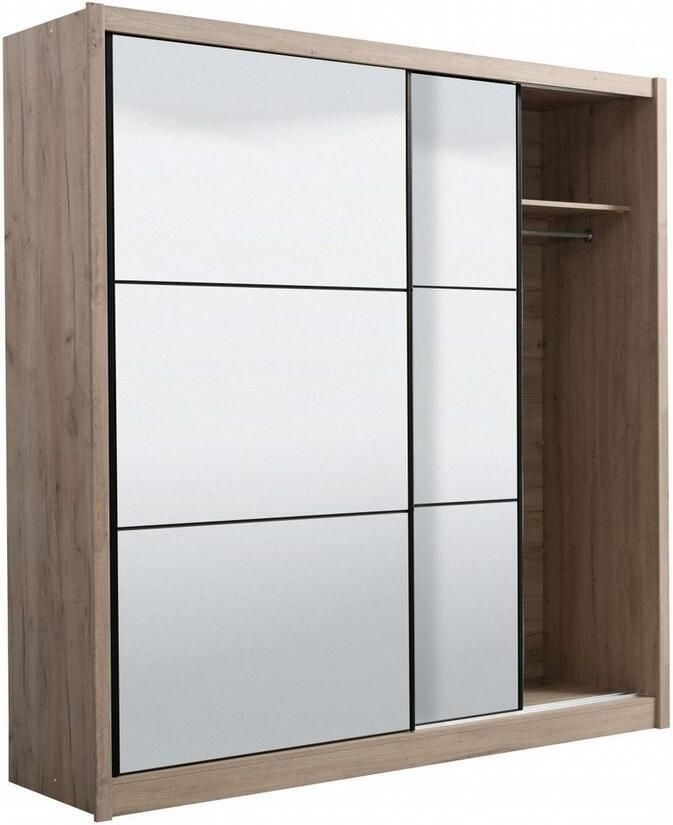 INOSIGN Schuifdeurkast Navara kledingkast met spiegel linnenkast met volledige spiegelfront fsc -gecertificeerd 213 5x215 5x61cm - Foto 9