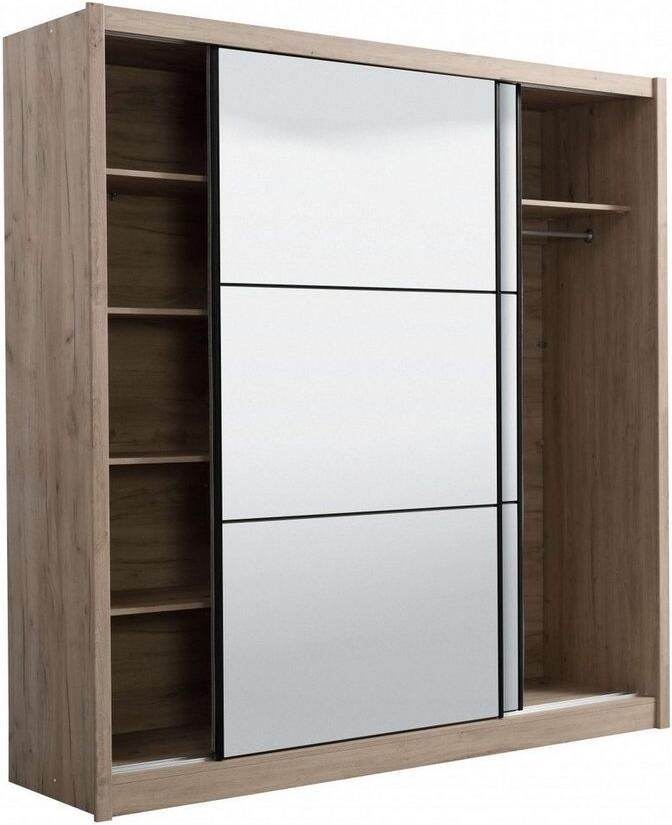 INOSIGN Schuifdeurkast Navara kledingkast met spiegel linnenkast met volledige spiegelfront fsc -gecertificeerd 213 5x215 5x61cm - Foto 12