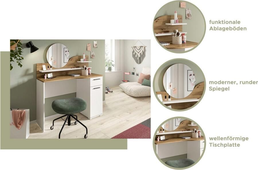 INOSIGN Sidetable Hegomi Breedte 110 cm 1 deur 1 lade 2 legplanken 1 spiegel - Foto 5