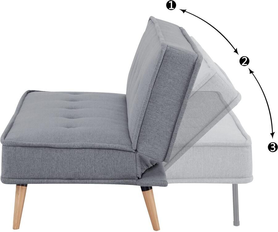 INOSIGN Slaapbank ARBON 183cm opklapbare 3-zits met verstelbare rugleuning en - Foto 3