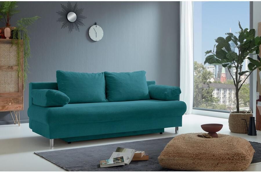 INOSIGN Slaapbank Como 2-zits pocketvering breedte 196 cm incl. rug- en armleuningkussens