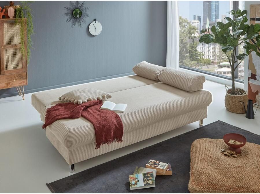 INOSIGN Slaapbank Como 2-zits pocketvering breedte 196 cm incl. rug- en armleuningkussens