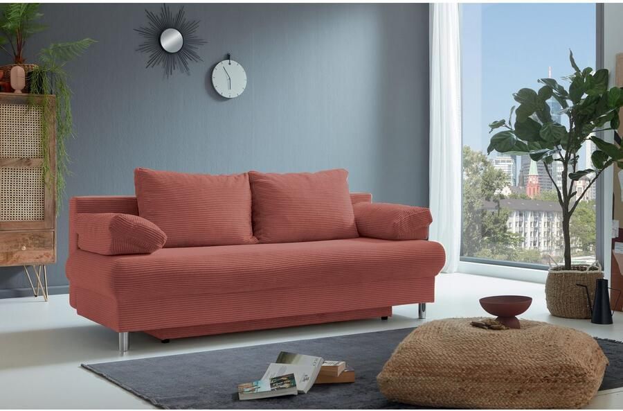 INOSIGN Slaapbank Como 2-zits pocketvering breedte 196 cm incl. rug- en armleuningkussens